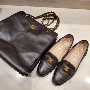 CHANEL Vintage Dark Brown Caviar Leather Purse